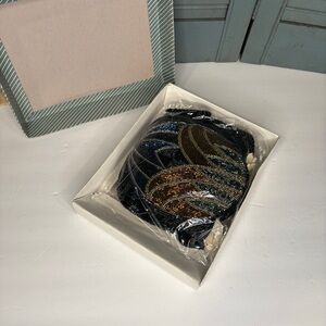 Vintage Beaded Lotus Flower Evening Bag with Shoulder Strap New In Box